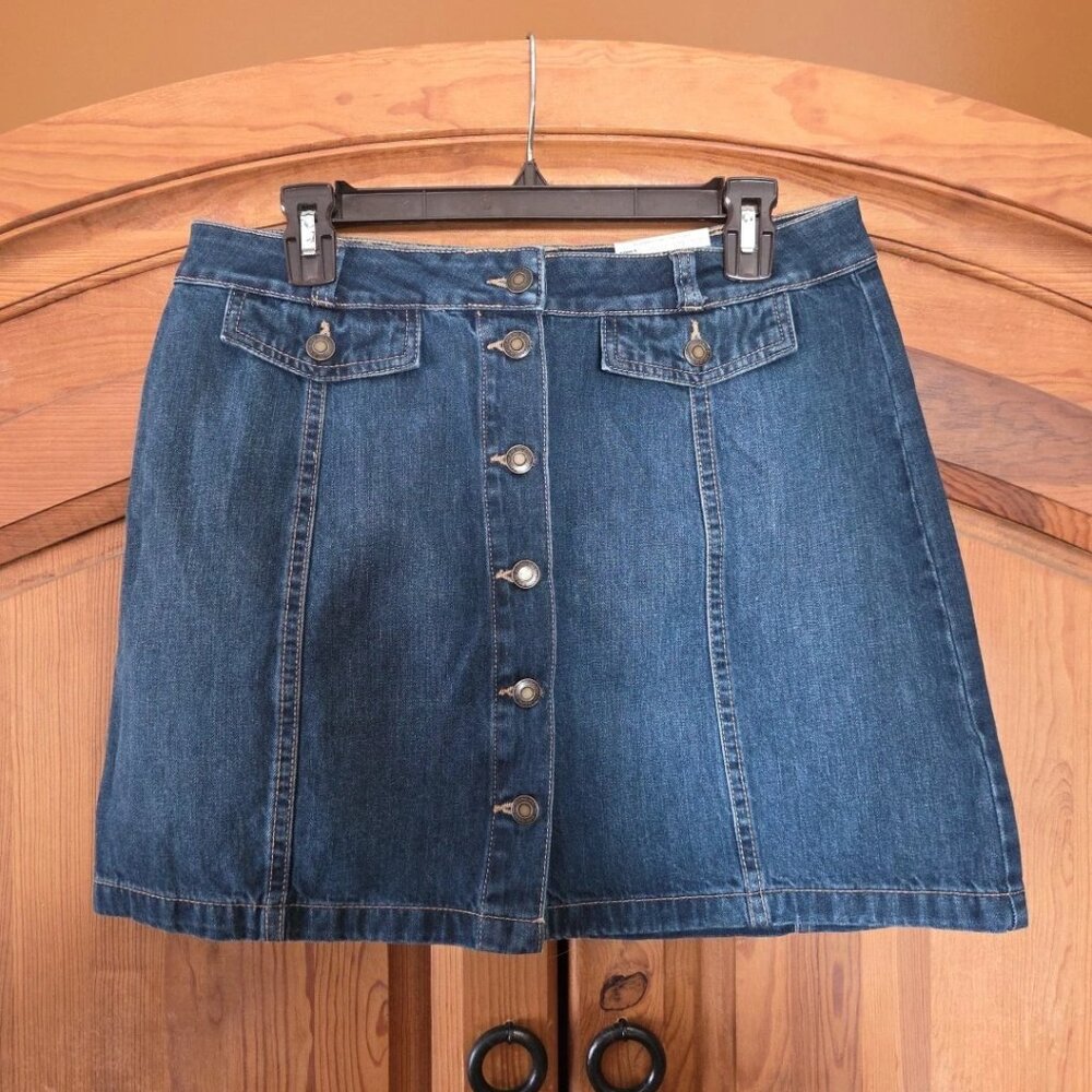 Blue Jean Denim Short Mini Skirt 16" Juniors Button Front Sz 13 SO Brand NWT $38